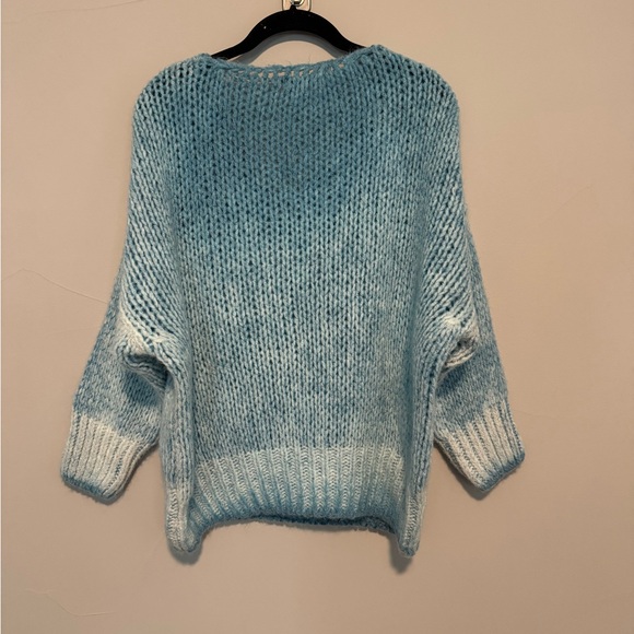 Teal blue mohair chunky sweater - Picture 2 of 4